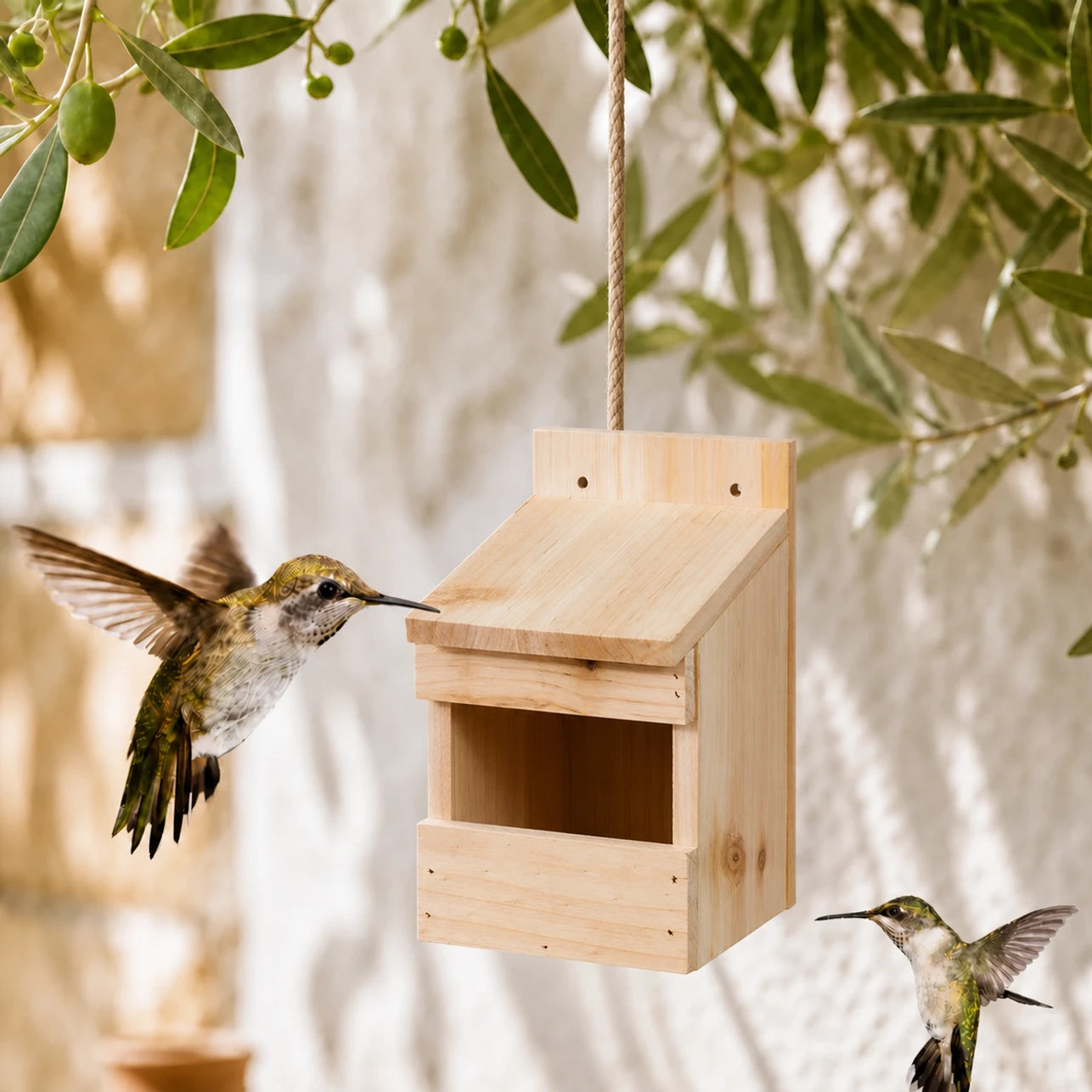 Birdhouse in fir brown size 20 × 12 × 15,5 cm