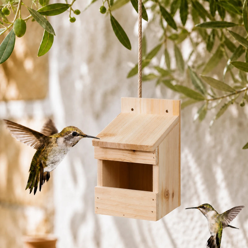 Birdhouse in fir brown size 20 × 12 × 15,5 cm