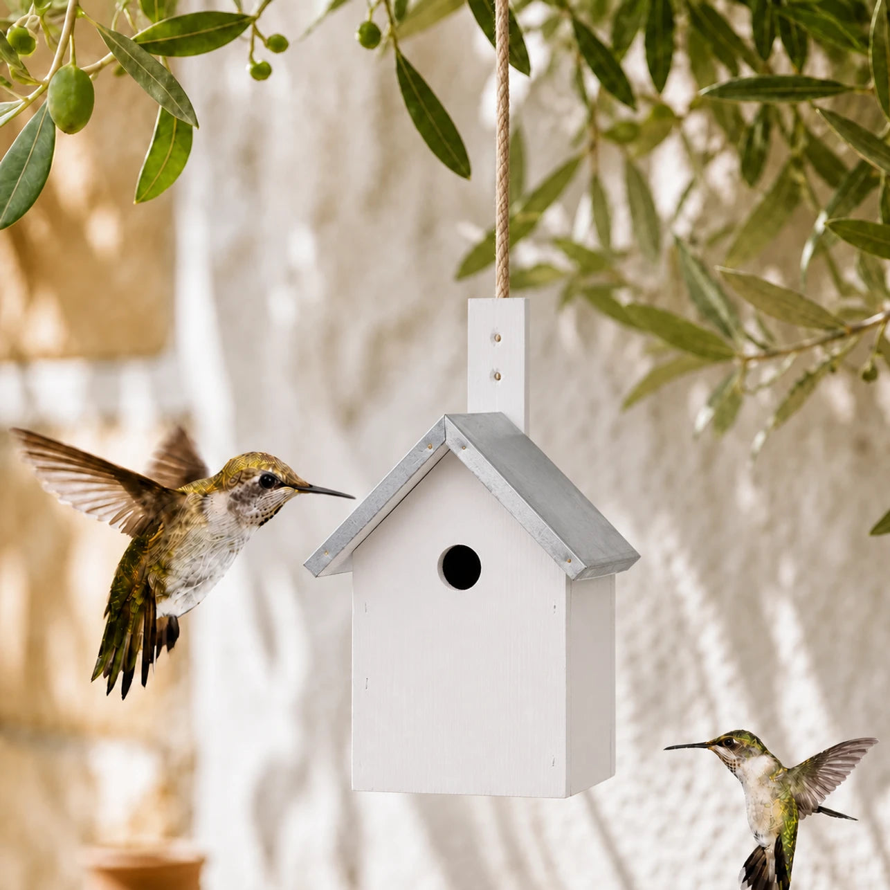 Birdhouse white size 19,2 × 18 × 31,2 cm