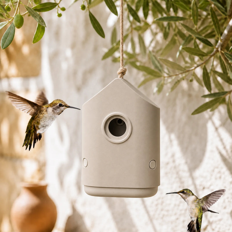 Birdhouse recycled beige 18 cm
