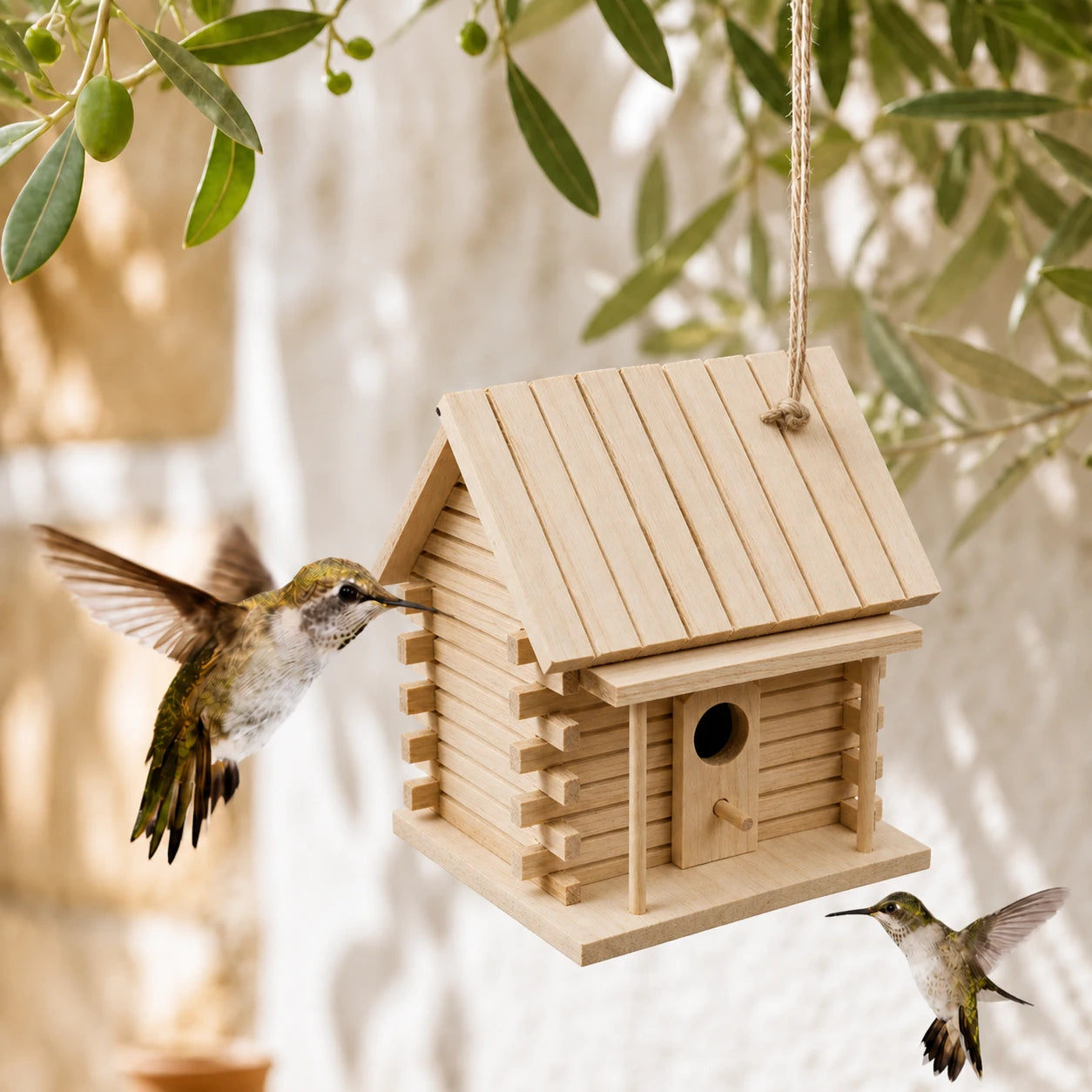 Birdhouse logs birds