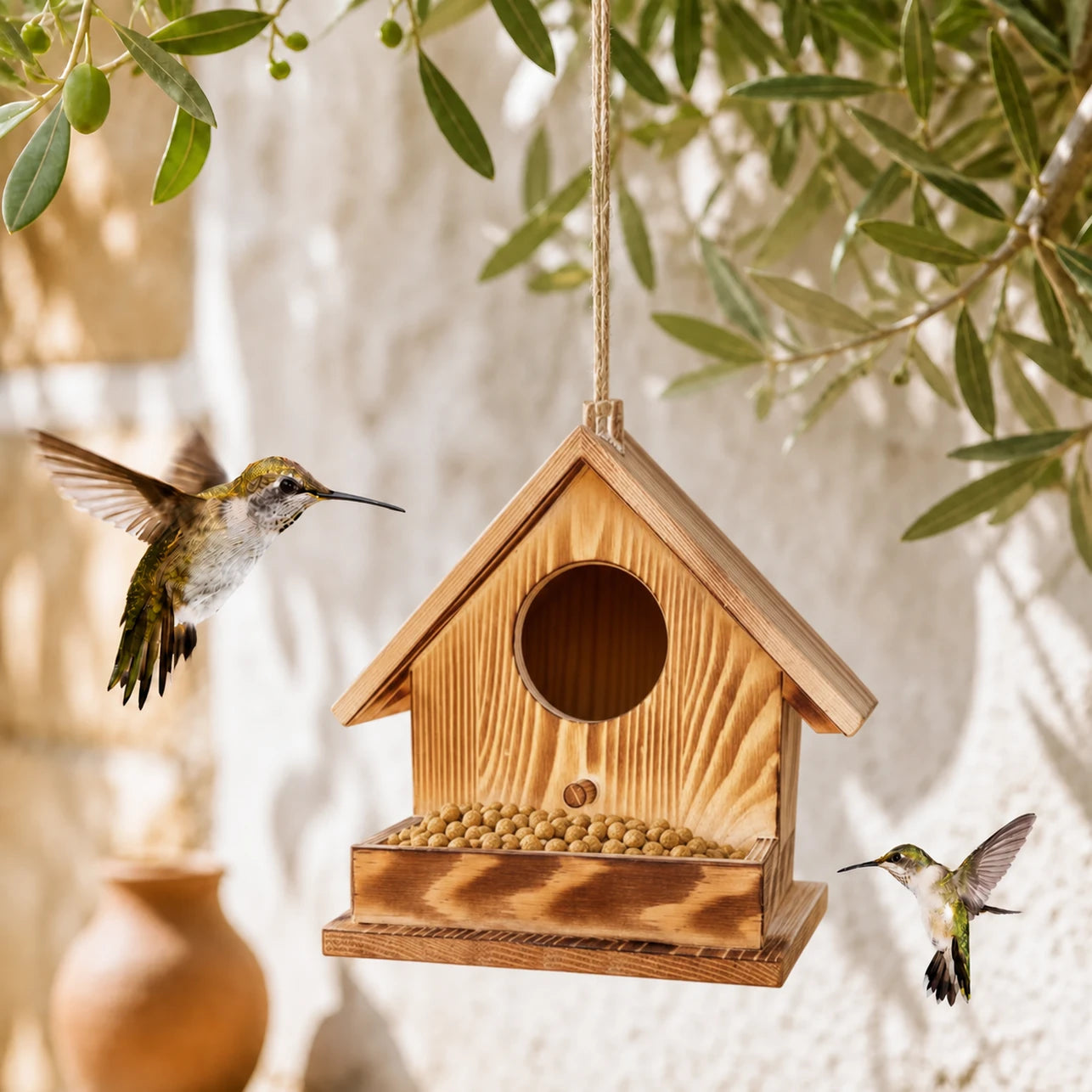 Birdhouse in wood brown light