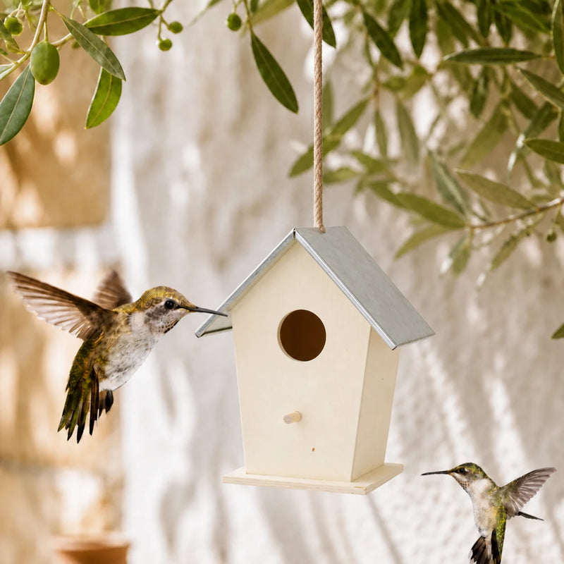 Birdhouse style rustic in wood beige