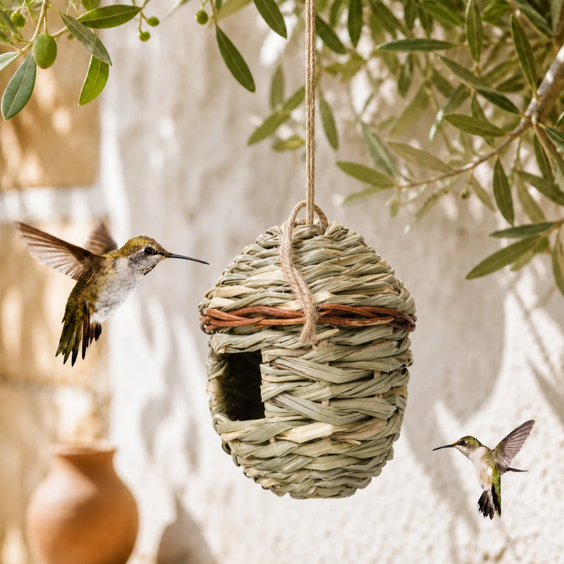 Birdhouse hanging in fibres woven size oval