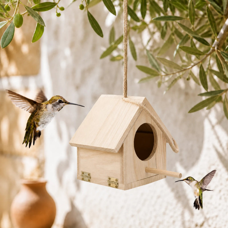 Birdhouse hanging in pine natural size 15,5 × 12 × 14,5 cm