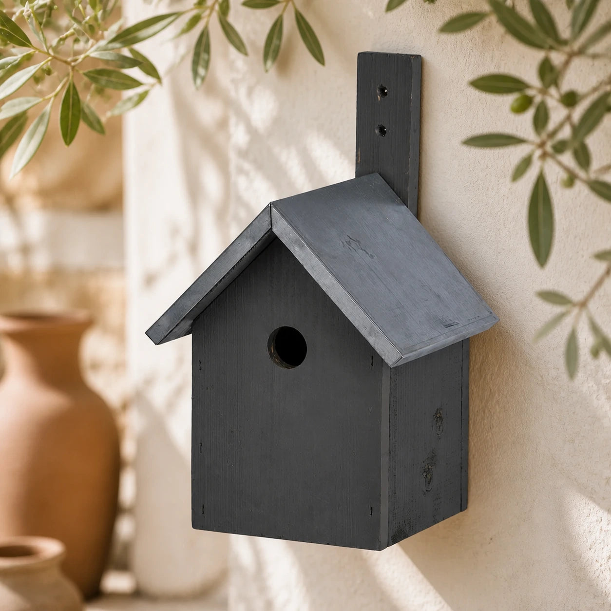 Birdhouse grey with zinc roof double slope