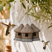 Set of 3 birdhouses in willow brown