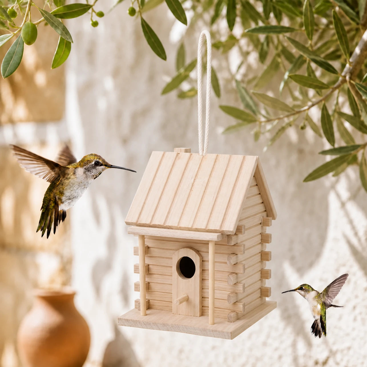 Birdhouse hanging in pine size 18 × 16 × 17 cm