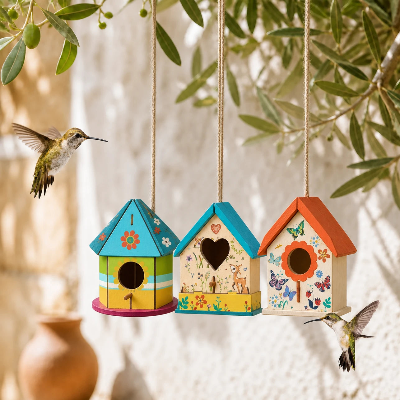 Set of 3 birdhouses in wood