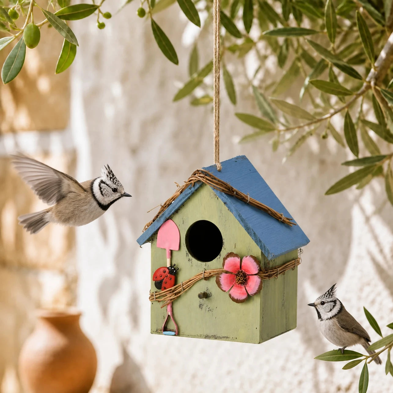 Birdhouse wall-mounted in wood size 20,5 × 13,5 × 15 cm