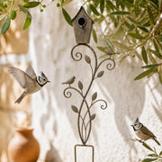 Birdhouse in metal brown size 32 × 11 × 105 cm