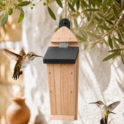 Birdhouse tapered in wood with entrances side