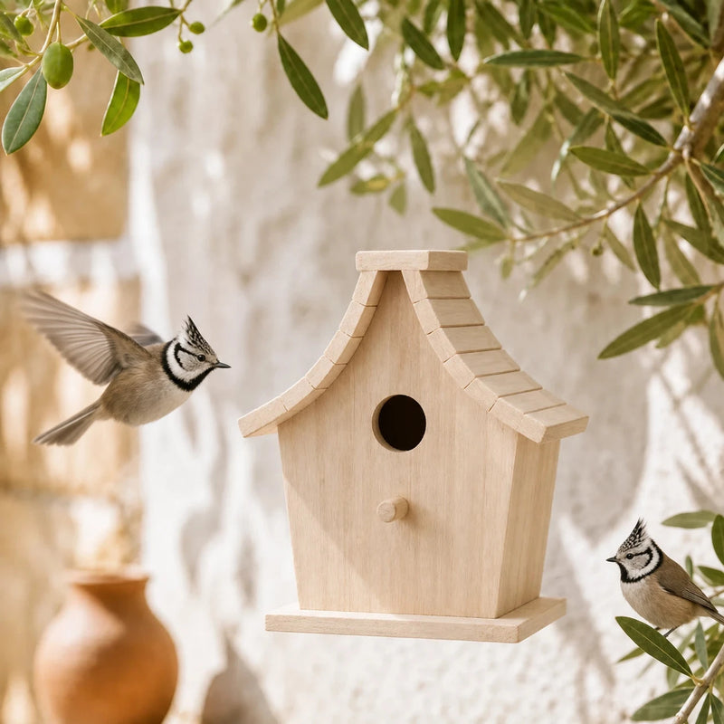 Birdhouse hanging in wood size 17 × 14 × 12 cm