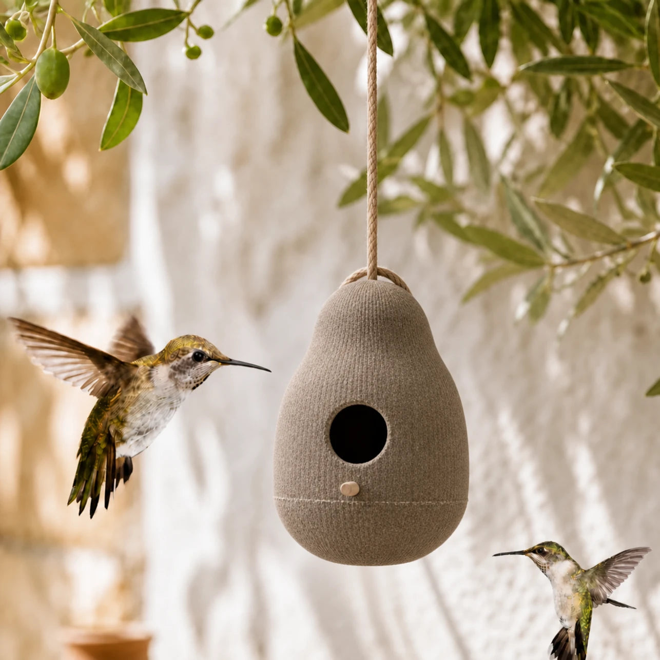 Birdhouse hanging in resin grey in shape of pebble
