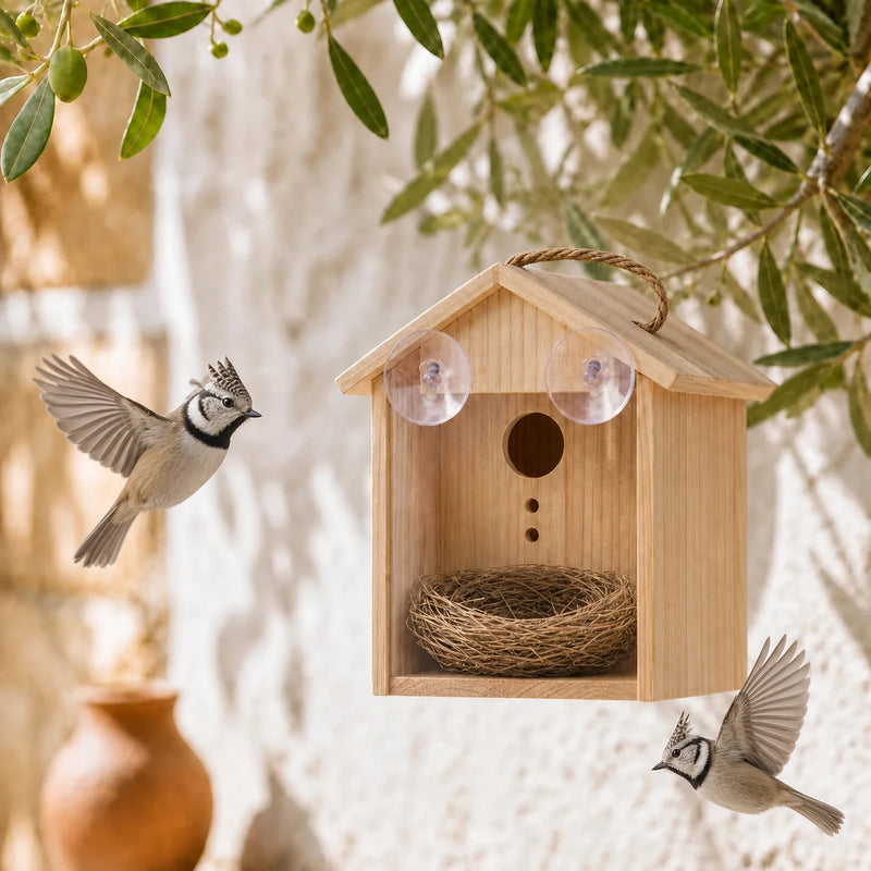 Birdhouse of observation with window and suction-cups