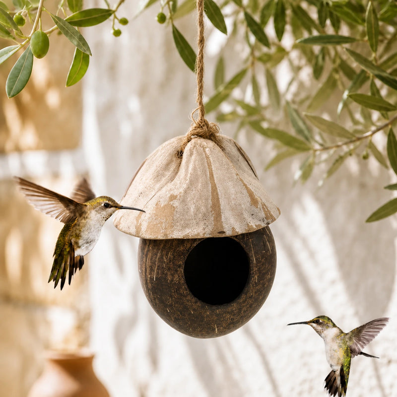 Birdhouse in coconut shell