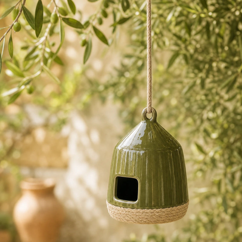 Birdhouse hanging in porcelain