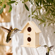 Birdhouse in wood light with two entrances stacked