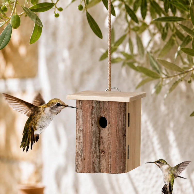 Birdhouse rustic in wood with front bark