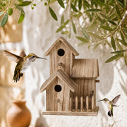 Birdhouse double in wood with two levels