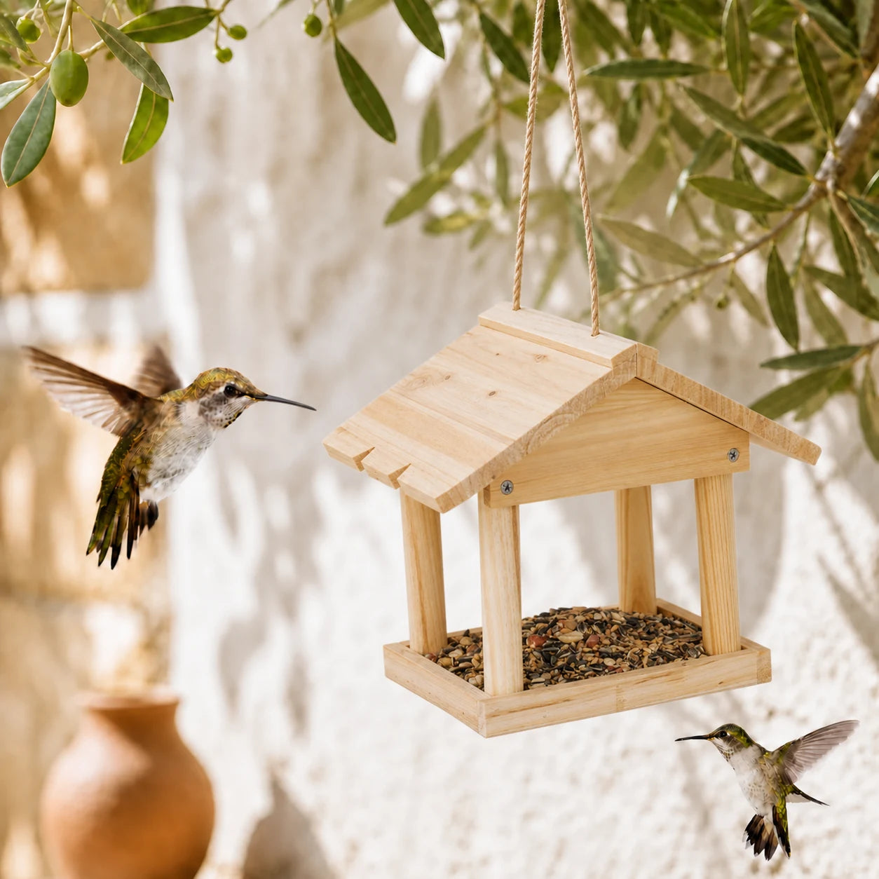 Birdhouse hanging in wood