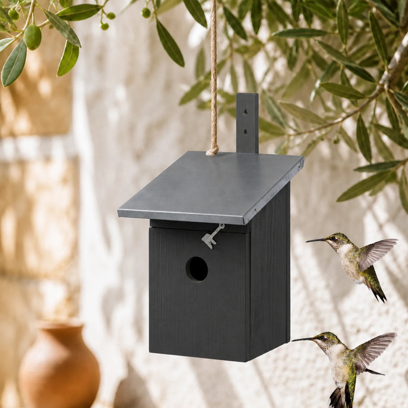 Birdhouse grey anthracite with roof flat 32 mm