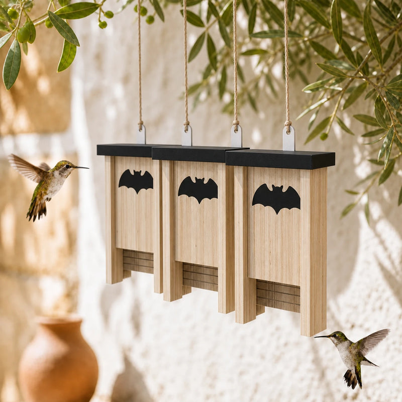 Set of 3 birdhouses with bats
