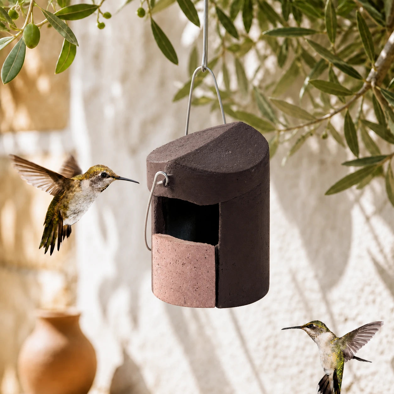 Birdhouse semi-open cylindrical