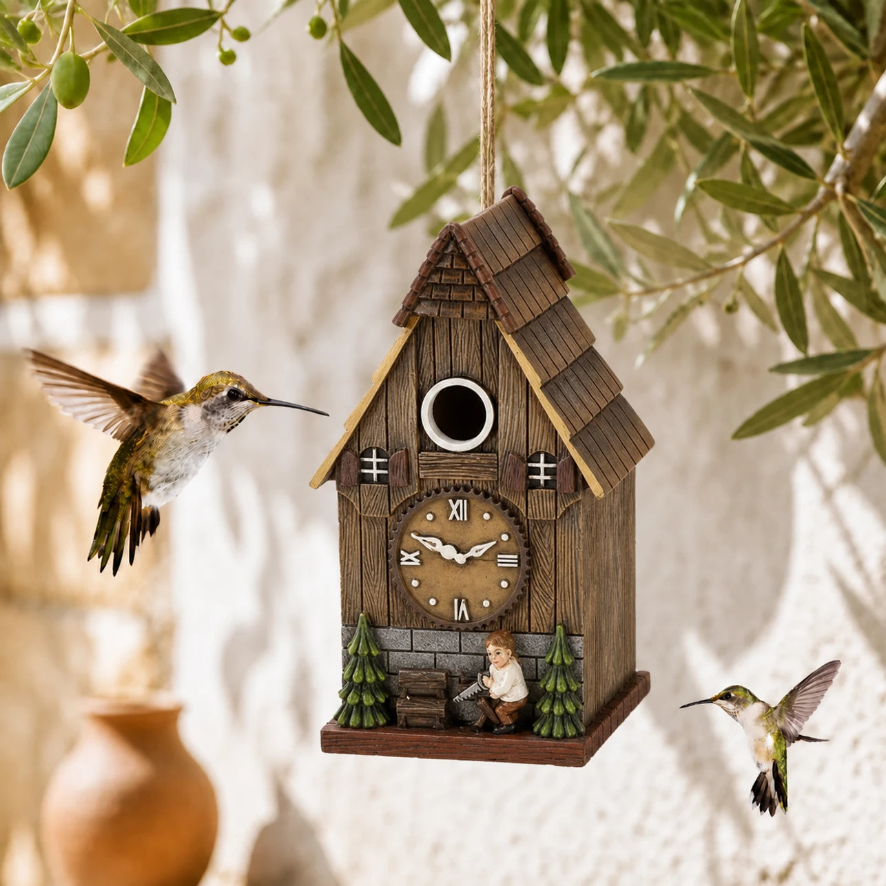 Birdhouse in wood size 14,4 × 13,1 × 25,2 cm