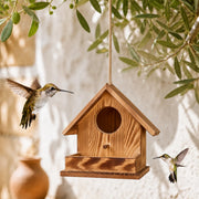 Birdhouse observation in wood with platform front