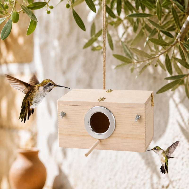 Birdhouse in wood with roof removable size 12 × 12 × 19,5 cm
