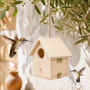 Birdhouse observation in wood beige size 14,7 × 13 × 15,8 cm