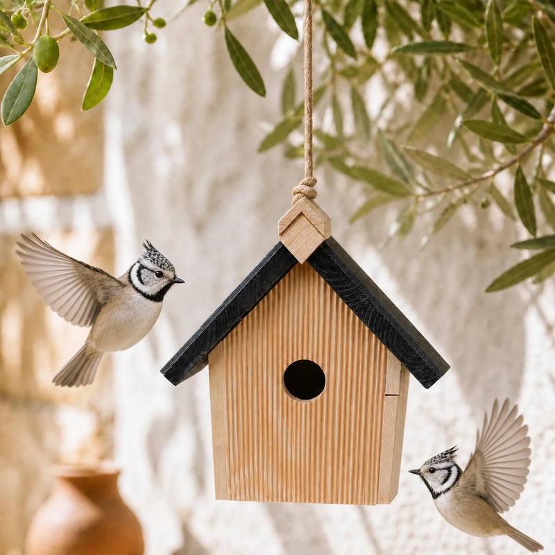 Birdhouse wall-mounted in wood natural