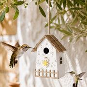 Birdhouse in wood white size 15 × 12 × 22 cm