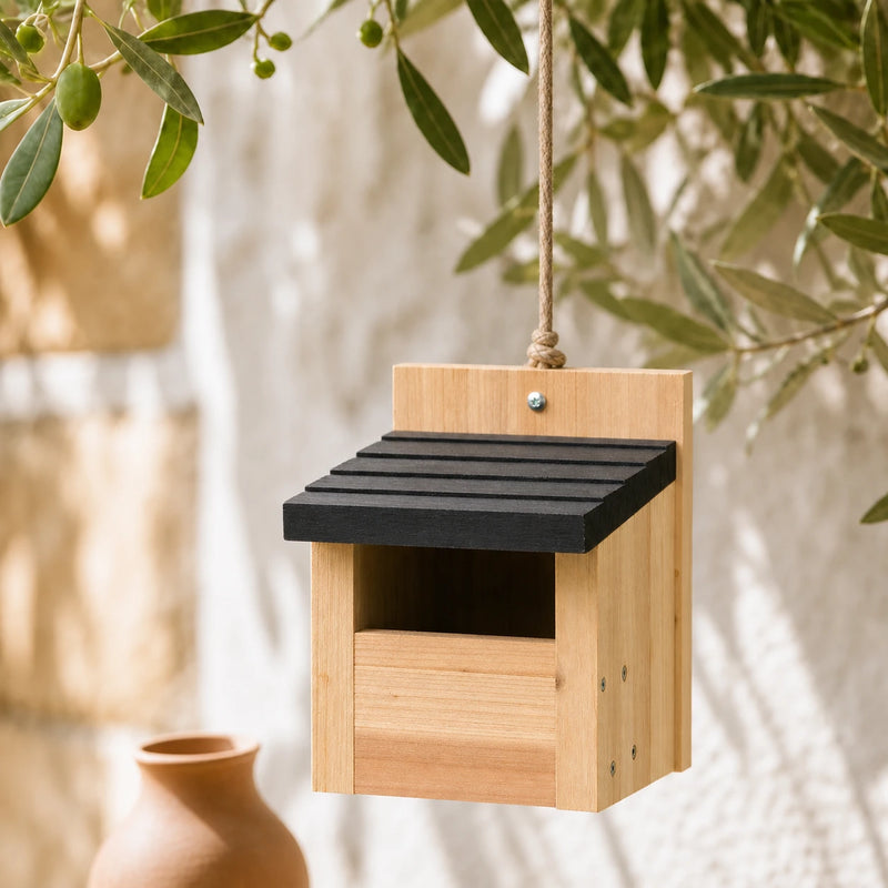Birdhouse semi-open with roof black