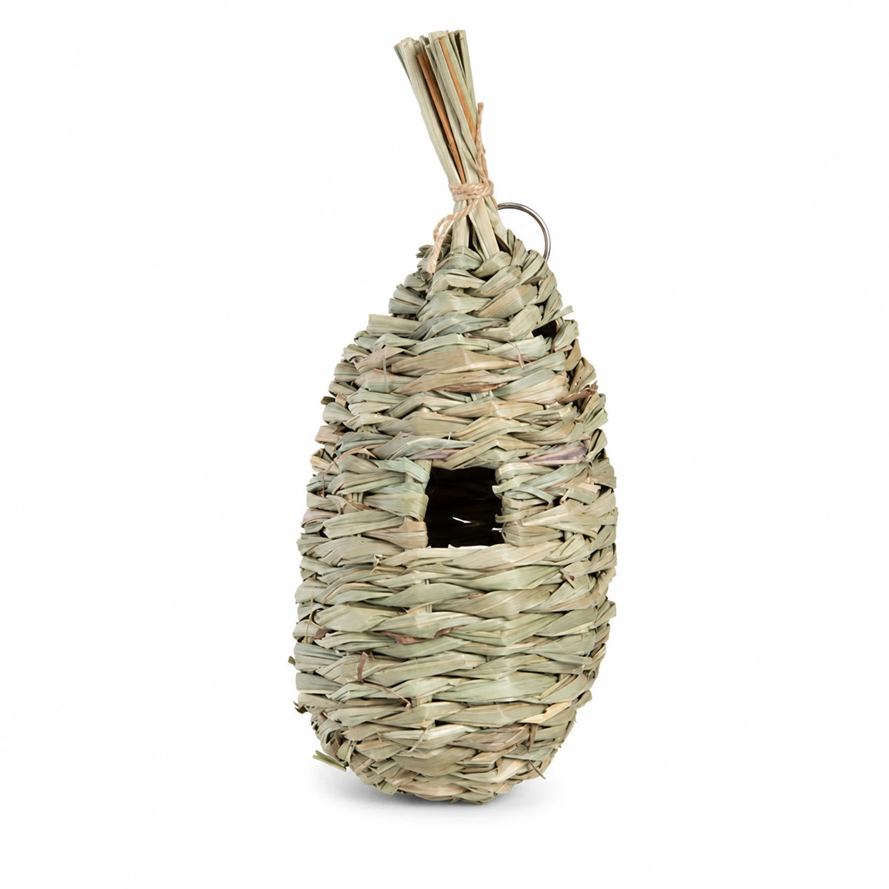 Birdhouse in wood and seagrass blue size 11,8 × 11,8 × 28,8 cm — photo 2