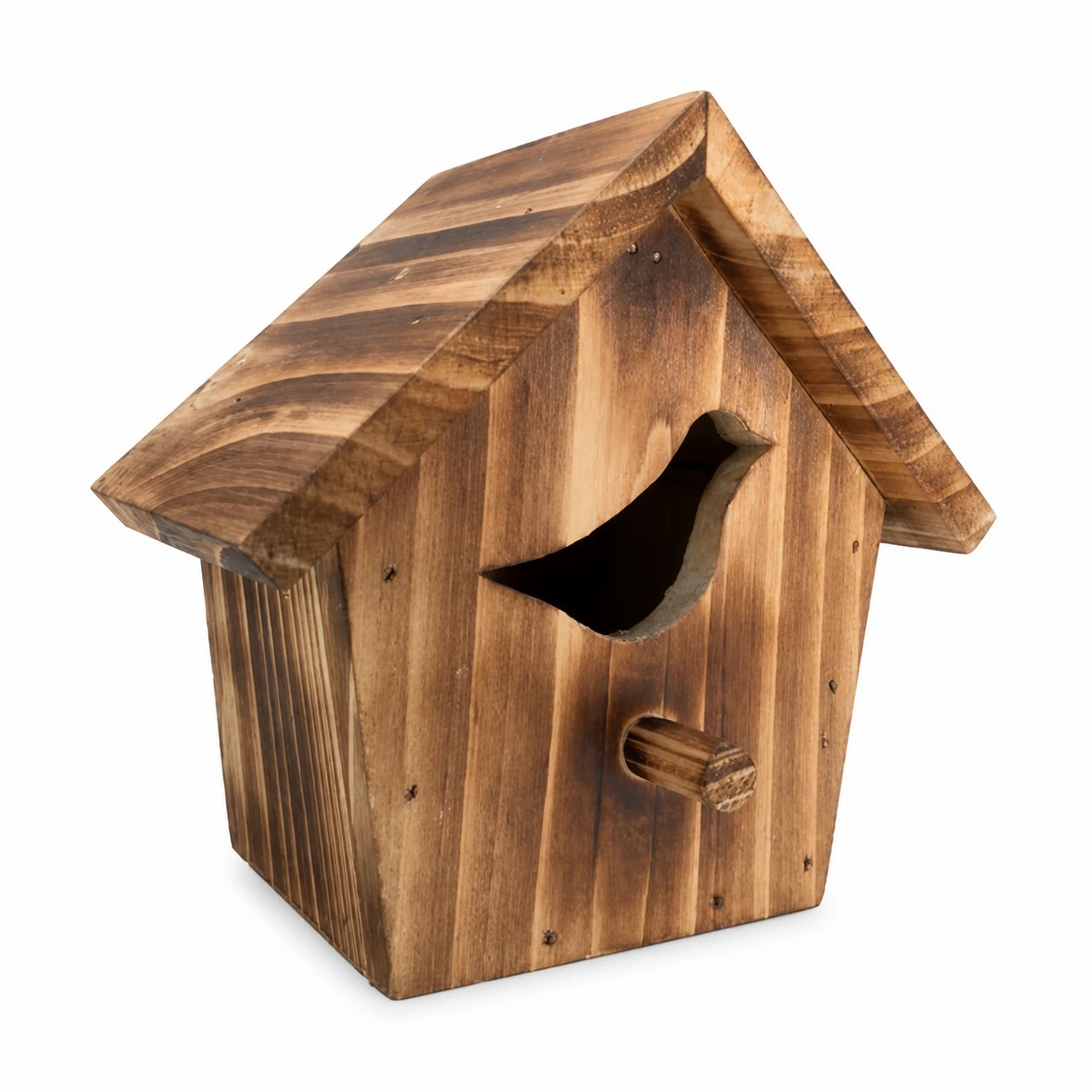 Birdhouse in burnt wood with entrance wide — photo 2
