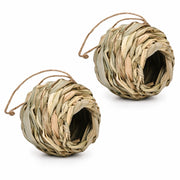 Set of 2 birdhouses hanging round in fibres woven — photo 2