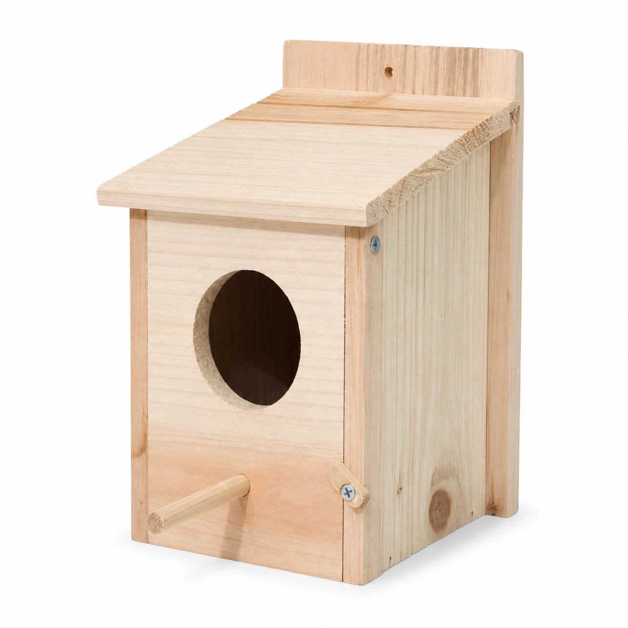 Birdhouse hanging in wood beige size 15 × 15 × 22 cm — photo 2