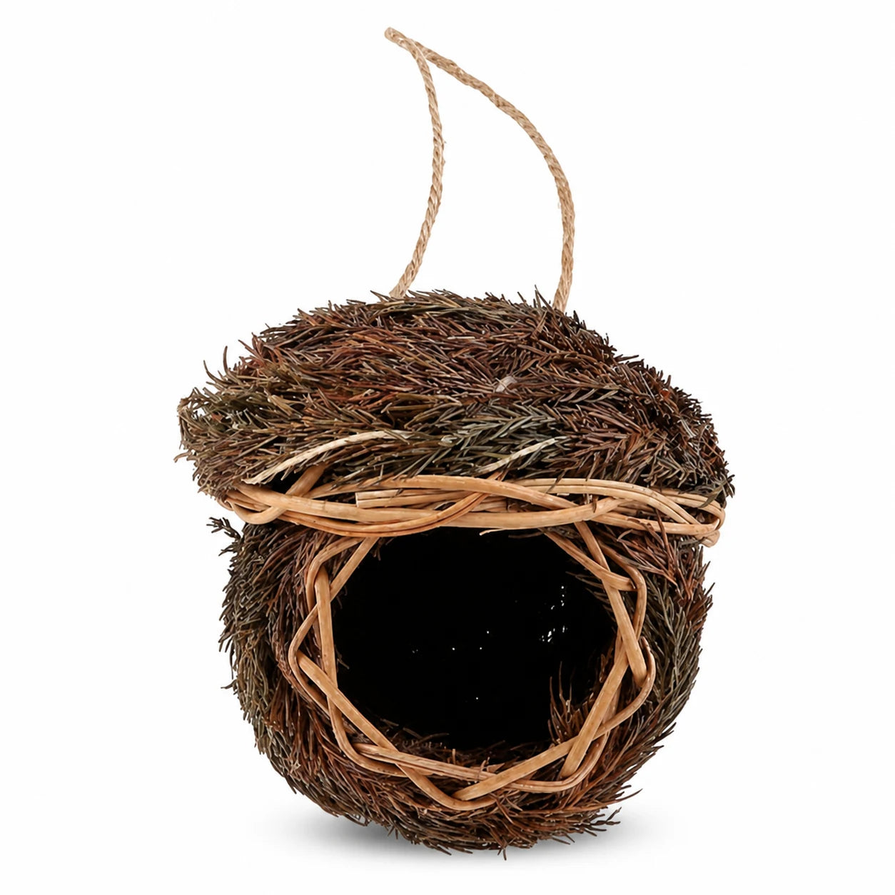 Birdhouse round in grass natural woven — photo 2