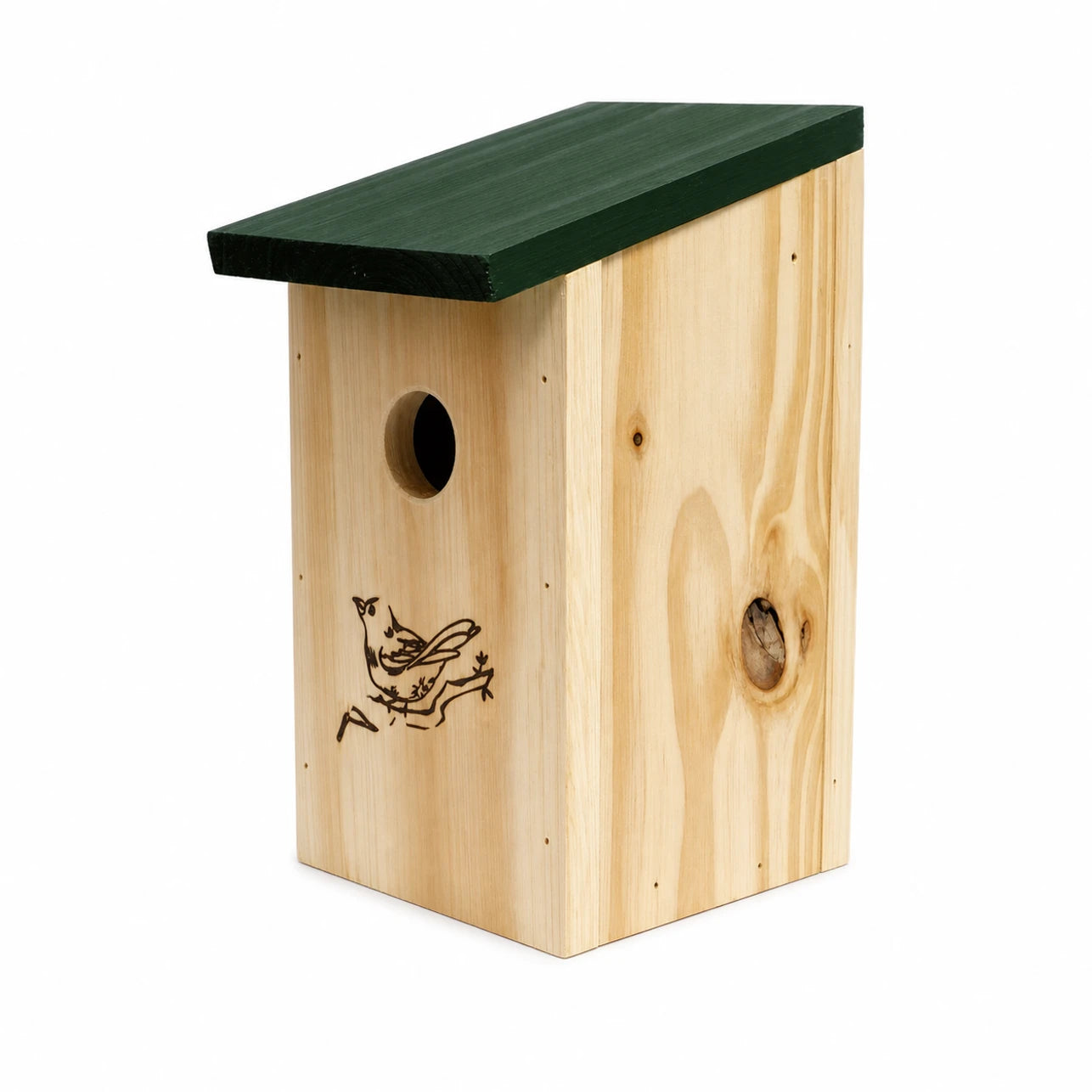 Birdhouse hanging in wood with green roof brown size 12 × 12 × 22 cm — photo 2