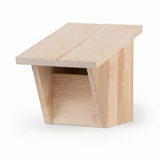 Birdhouse semi-open in wood light with roof overhanging — photo 2