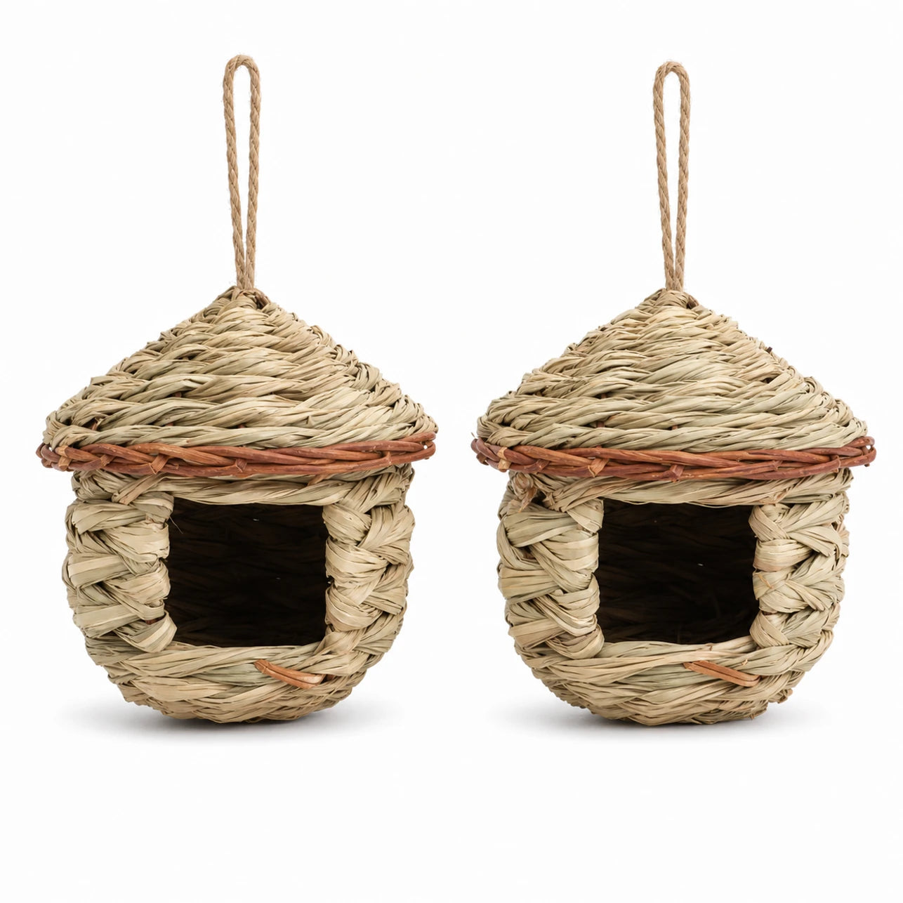 Set of 2 birdhouses hanging beige size 15 × 15 cm — photo 2