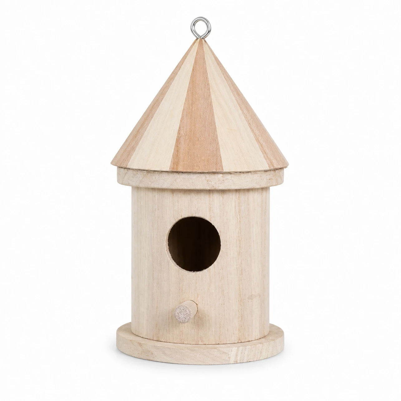 Birdhouse cylindrical in wood with roof pointed — photo 2