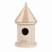 Birdhouse cylindrical in wood with roof pointed — photo 2
