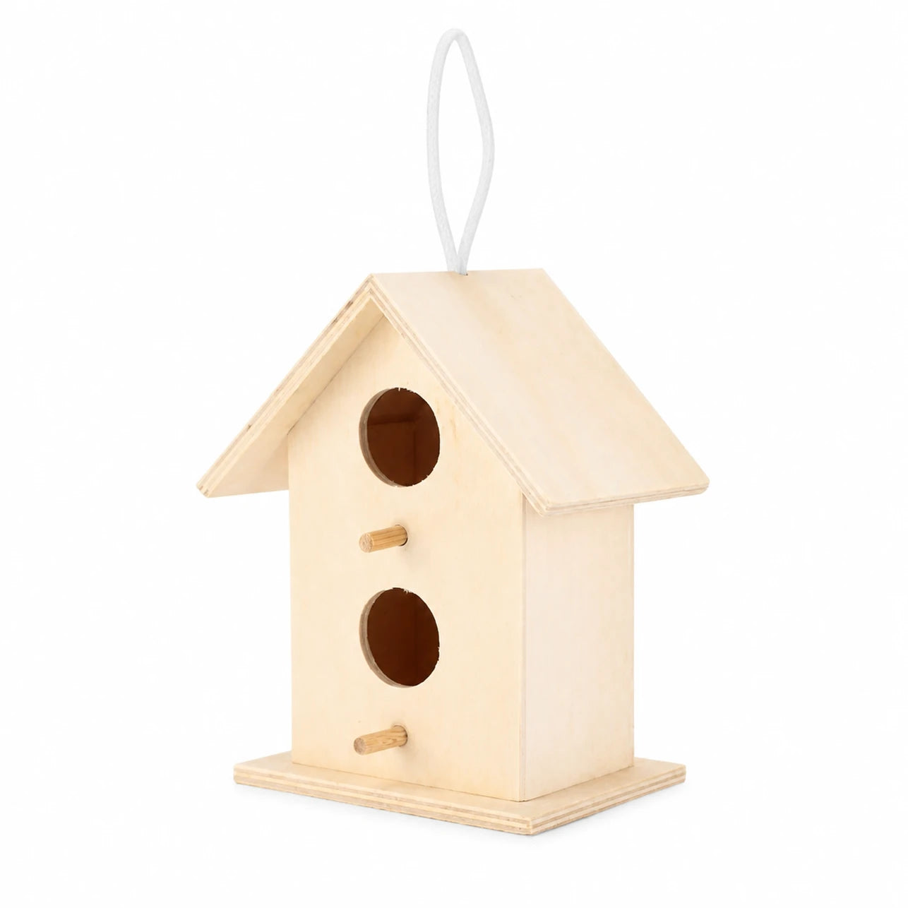 Birdhouse in wood light with two entrances stacked — photo 2
