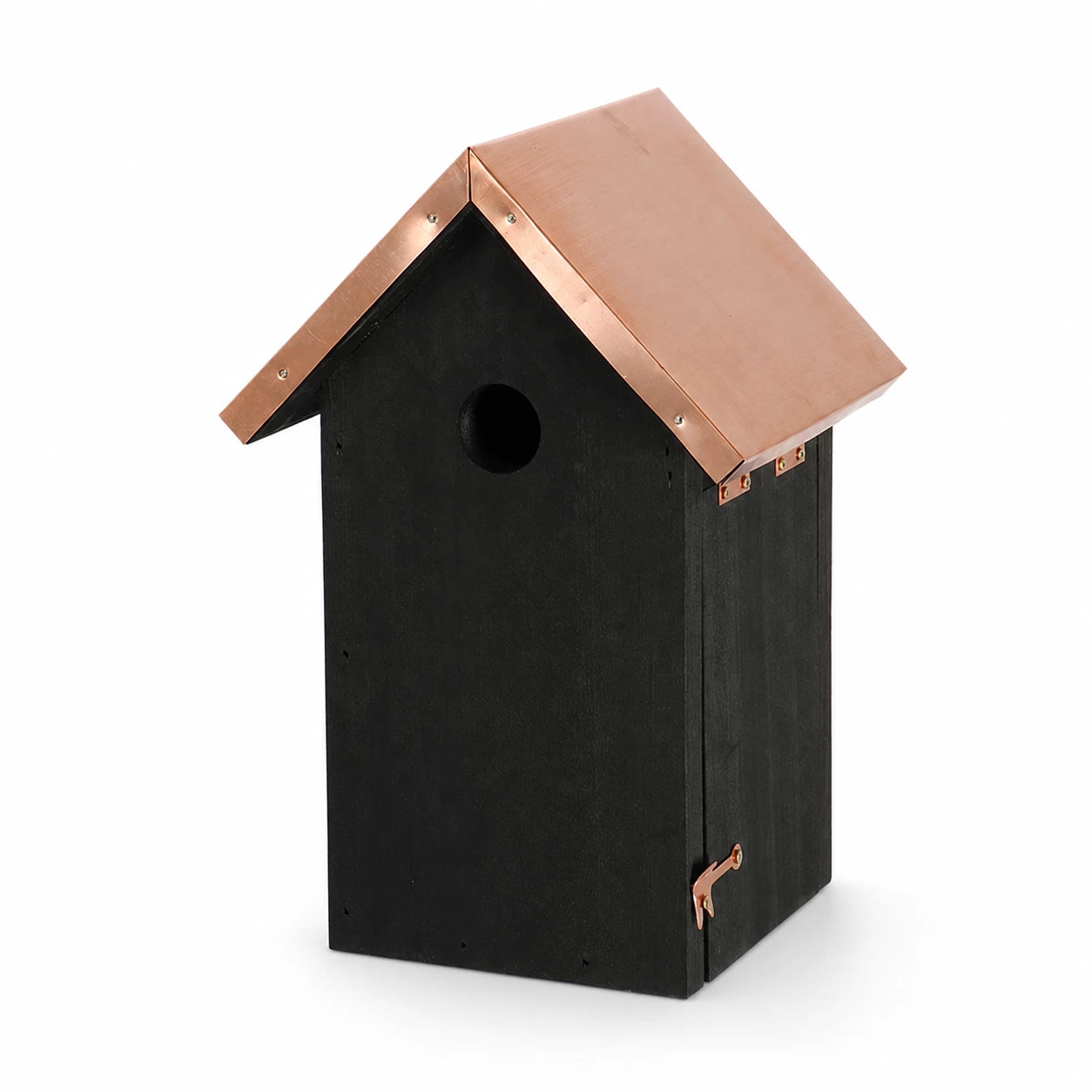 Birdhouse black with roof copper height 26 cm — photo 2
