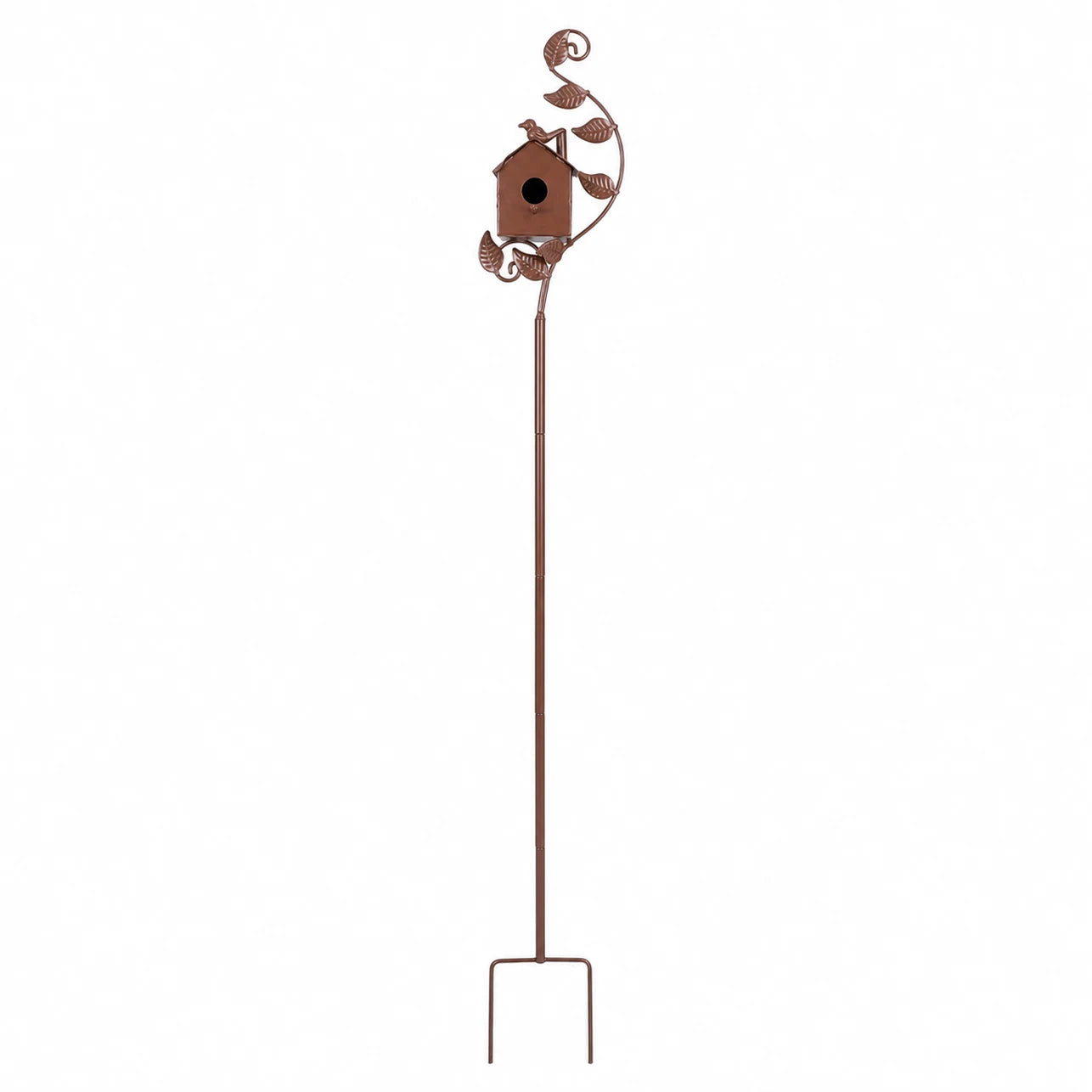 Birdhouse on stand in metal with stem decorative — photo 2
