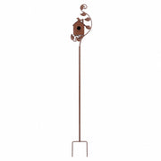 Birdhouse on stand in metal with stem decorative — photo 2