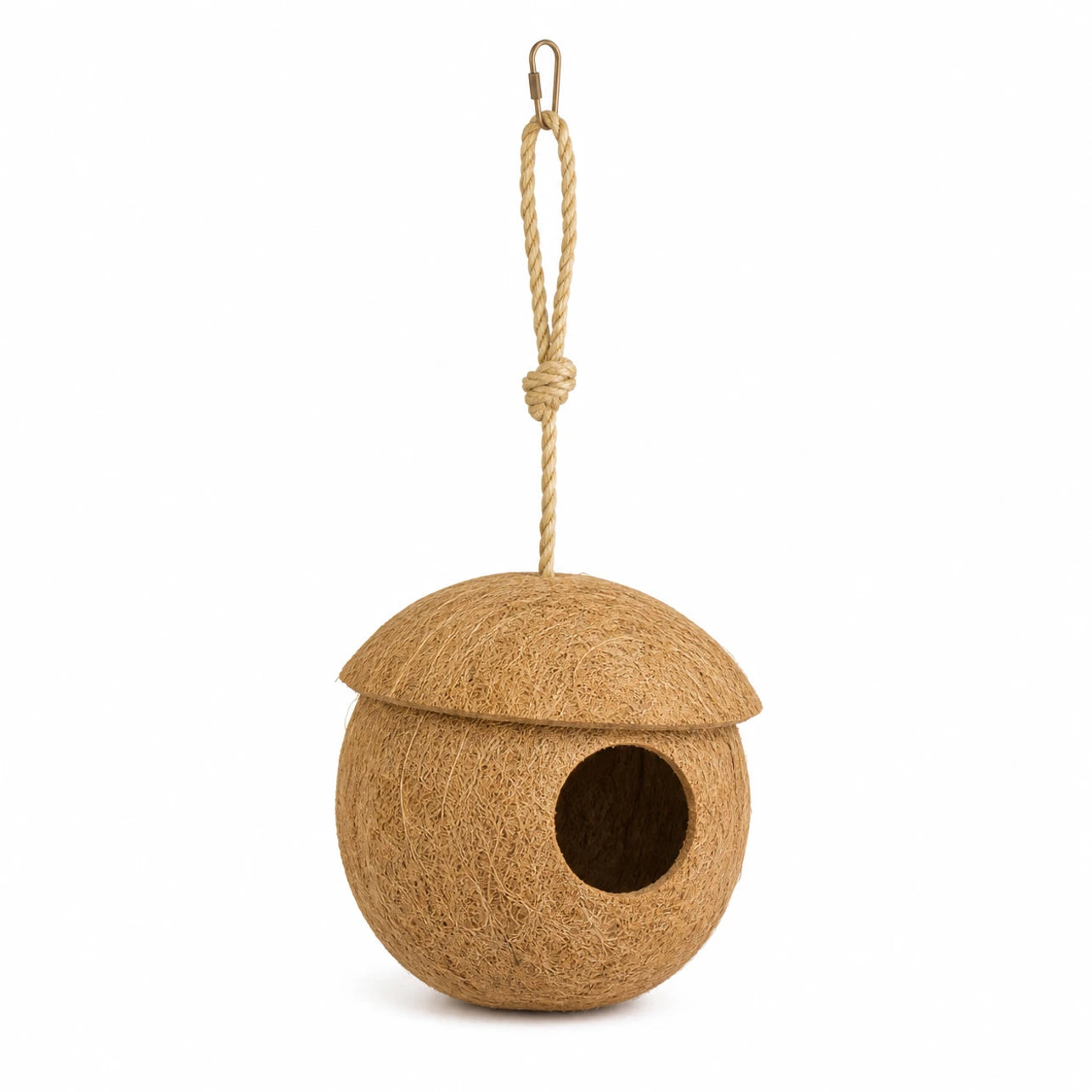 Birdhouse hanging in coconut shell with entrance round — photo 2